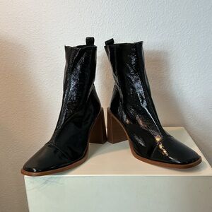 Topshop Shiny Black Heeled Boots
